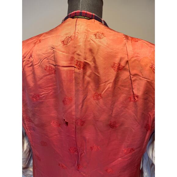 Lebow 100% Cashmere Red Blue Plaid 2 Button Vintage Suit Jacket Size 43 JL - Picture 15 of 16